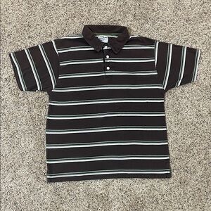 Point Zero Brown, Green and White Striped Polo Shirt